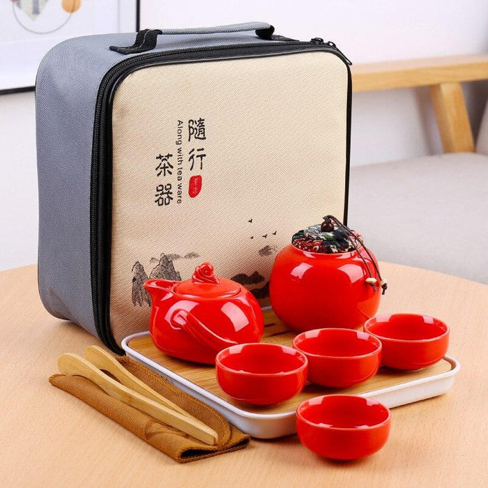 Elegant Handcrafted Ceramic and Metal Tea Ceremony Set with Decorative Tray - Essential for Tea Lovers