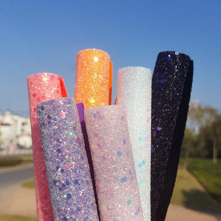 Festive Chunky Glitter Synthetic Leather Sheet for Christmas Crafts