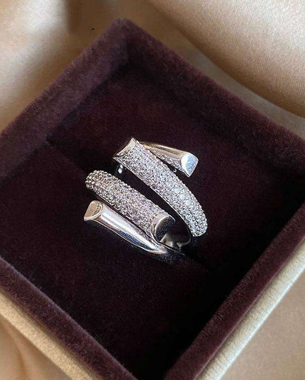 Gothic Glamour: Bold Zircon-Embellished Cross Ring Set for Women