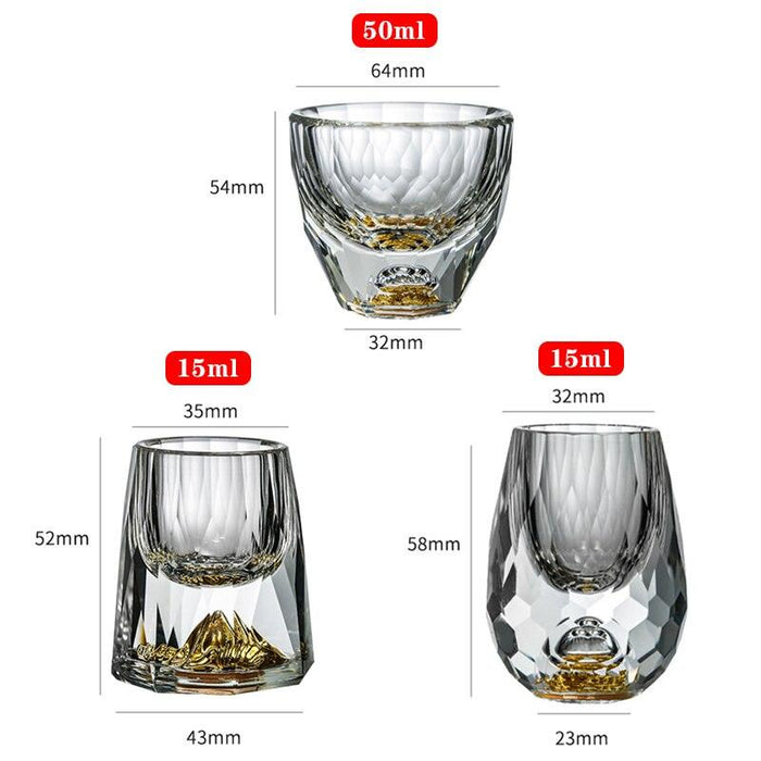 Luxurious Crystal Shot Glasses with 24k Gold Embellishments - Set of 2