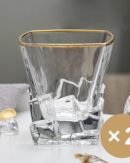 Lavish Gold Crystal Drinkware Collection - Elegant Glassware for Wine, Whiskey, Cocktails, and Beer