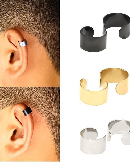 Chic Golden Stainless Steel Clip-On Ear Cuffs - Stylish Accessory for Everyone