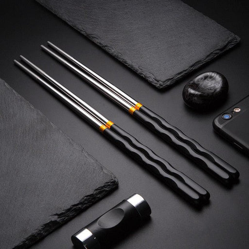 1 Pair of High-Quality Stainless Steel Chopsticks with Non-Slip Design