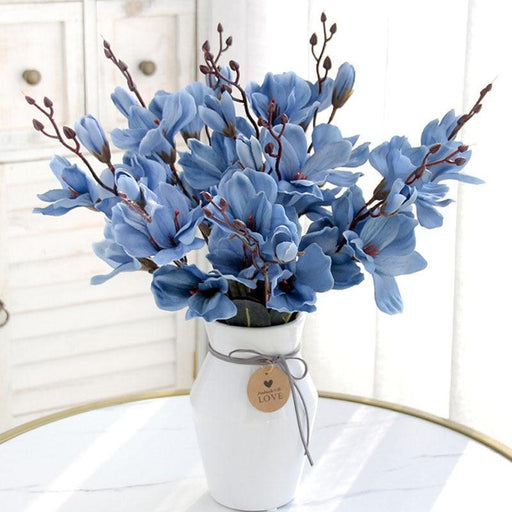 Enchanting Artificial Silk Magnolia Flower Arrangement with 20 Blossoms - Perfect for Home & Wedding Beautification