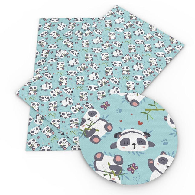 Panda Pattern Faux Leather Craft Sheet for Creative Projects