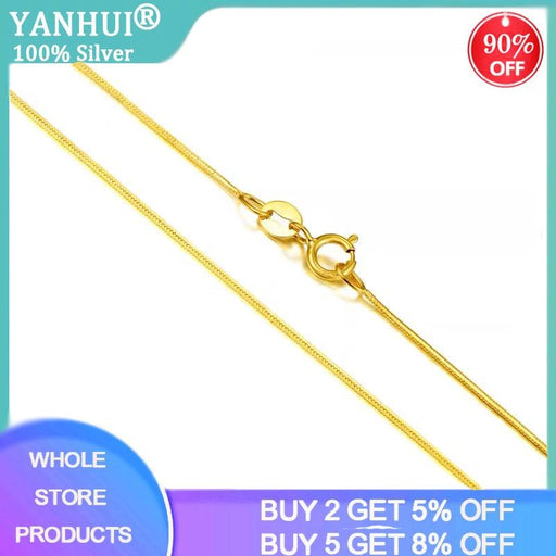 Luxurious 1mm Gold-Plated Snake Chain Necklace - Elegant 925 Silver Jewelry