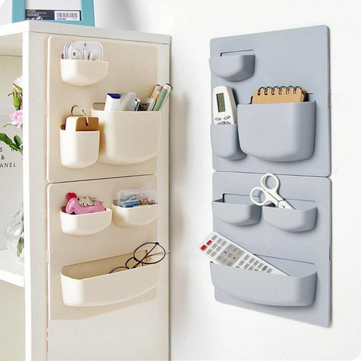 Effortless Home Storage Solution: Space-Saving Adhesive Wall Rack for Easy Organization