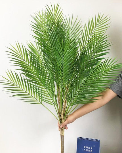 Lush Oasis 96cm Faux Palm Tree with Monstera Leaves - Chic Indoor Decor