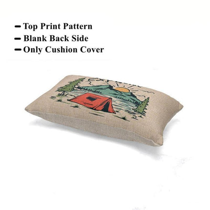 Charming Cartoon Camper Linen Throw Pillow Cover