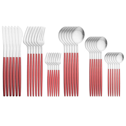 Elegant Matte Black and Gold 36-Piece Stainless Steel Cutlery Collection