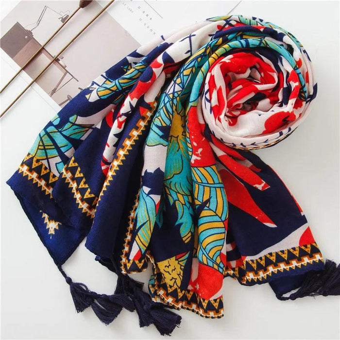 Luxurious Blue Porcelain Cashmere Blend Shawl - The Perfect Accessory for Any Occasion