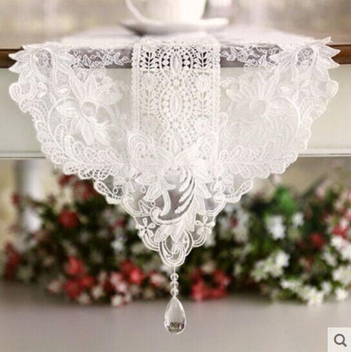 Hot !!! New korean style cotton table runner lace elegant tablecloth wedding decoration elegant crystal pendant piano cover-0-Très Elite-30x150cm-white-Très Elite