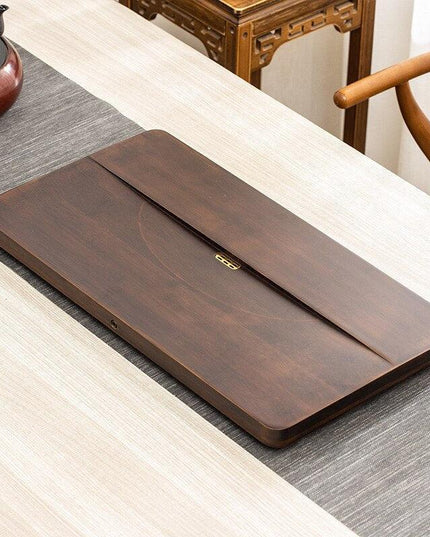 Elegant Dual-Purpose Wooden Tea Tray and Display Table for Discerning Tea Enthusiasts