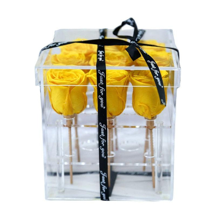 Timeless Romance Preserved Rose Display in Elegant Acrylic Vase