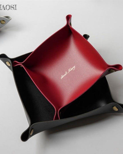 Chic PU Leather Desktop Storage Tray for Stylish Home Organization