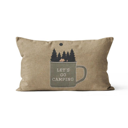 Charming Cartoon Camper Linen Throw Pillow Cover