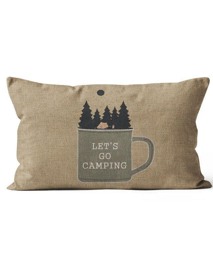 Charming Cartoon Camper Linen Throw Pillow Cover