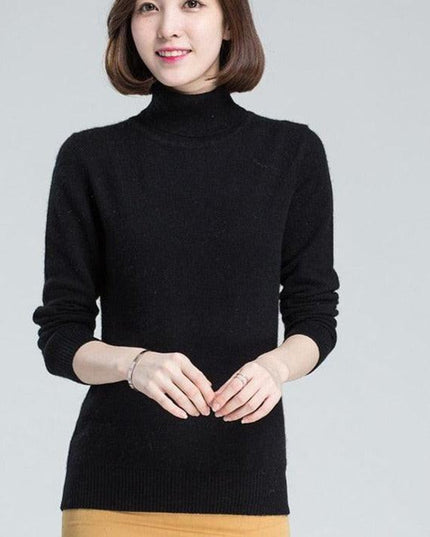 Sophisticated Winter Charm: Premium Cashmere & Wool Turtleneck Pullover for Women | Elegant Knit Sweater