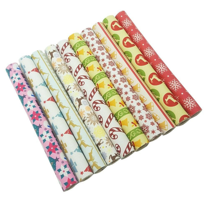 Holiday-themed PU Bow Fabric Sheets with Cute Cartoon Animal Prints - Perfect for Crafting Hair Accessories