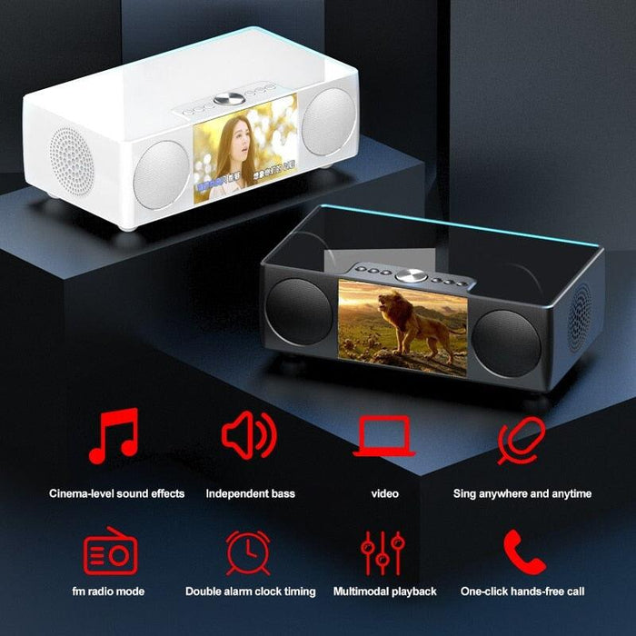 Multifunctional Bluetooth Sound System with Video, LED Display, Mic, FM Radio, Clock - Portable Entertainment Hub