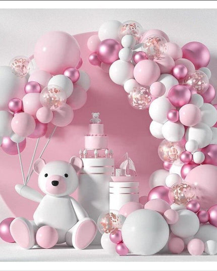 Enchanting Pink Balloon Decoration Set for a Dreamy Baby Girl's Birthday Celebration