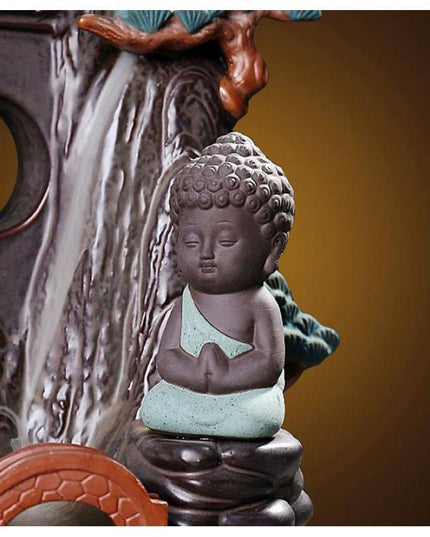 Illuminated Pine-Themed Backflow Incense Burner with Calming Waterfall Smoke Effect