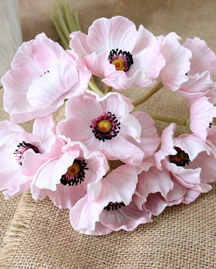 Elegant 10-Piece Premium PU Poppy Floral Arrangement - Transform Your Space with Stunning Decor