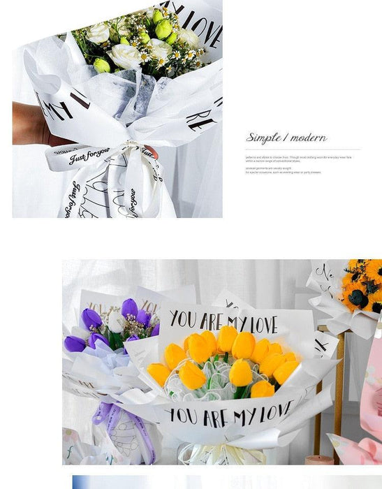 Rose Bouquet Waterproof Flower Wrapping Paper Set - DIY Gift Wrap Kit