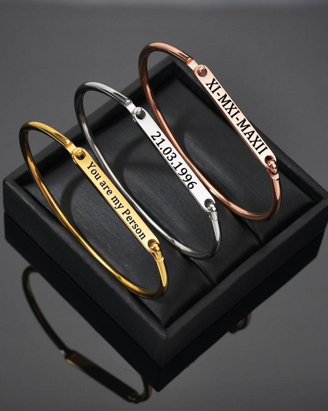 Personalized Elegance Engraved Stainless Steel Bracelet - A Cherished Memory