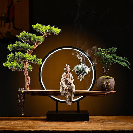 Serenity Buddha Backflow Incense Fountain - Peaceful Home Retreat Kit