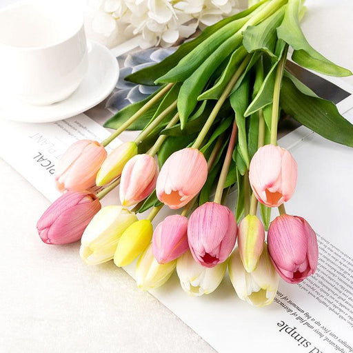 Silicone Tulip Bouquet: 5-Piece Real Touch Artificial Flowers for Elegant Decor