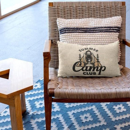 Charming Cartoon Camper Linen Throw Pillow Cover