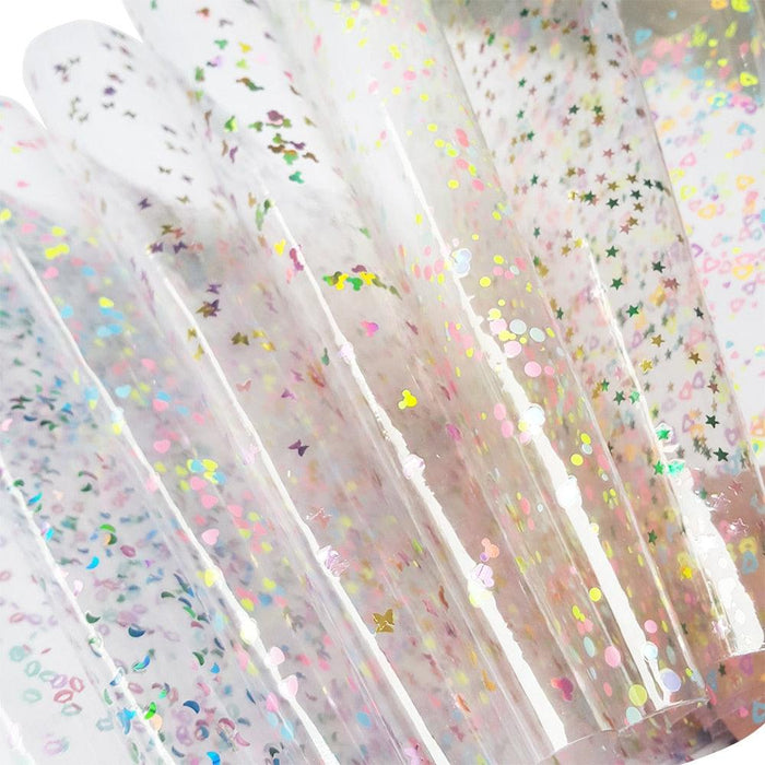 Glittering PVC Craft Sheets with Star and Heart Accents