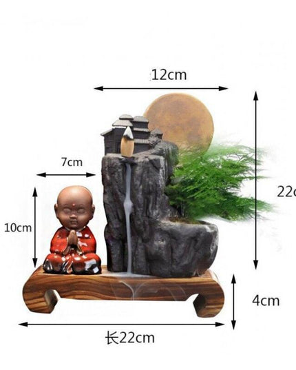 Ceramic Backflow Incense Burner with Soothing LED Light and Pine Accent - Serenity Enhancer