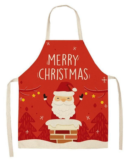 Merry Christmas Linen Cooking Apron - Essential Festive Attire & Gift Idea