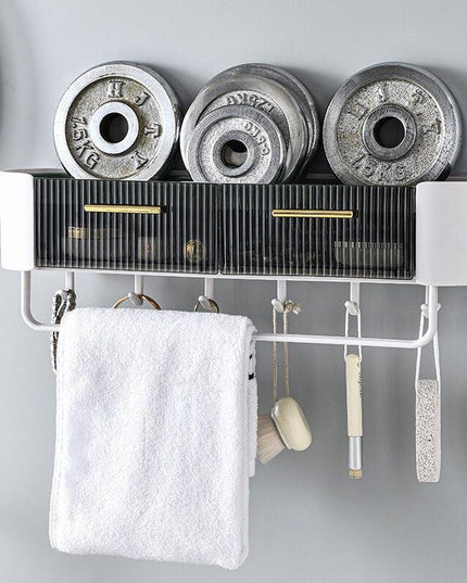 Elegant Gray and Green Wall-Mounted Storage Organizer with Versatile Functionality