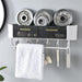 Elegant Gray and Green Wall-Mounted Storage Organizer with Versatile Functionality