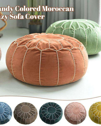 Vibrant Embroidered Velvet Moroccan Pouf Ottoman - Cozy Chic Accent Piece