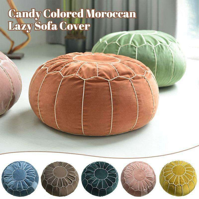 Vibrant Embroidered Velvet Moroccan Pouf Ottoman - Cozy Chic Accent Piece