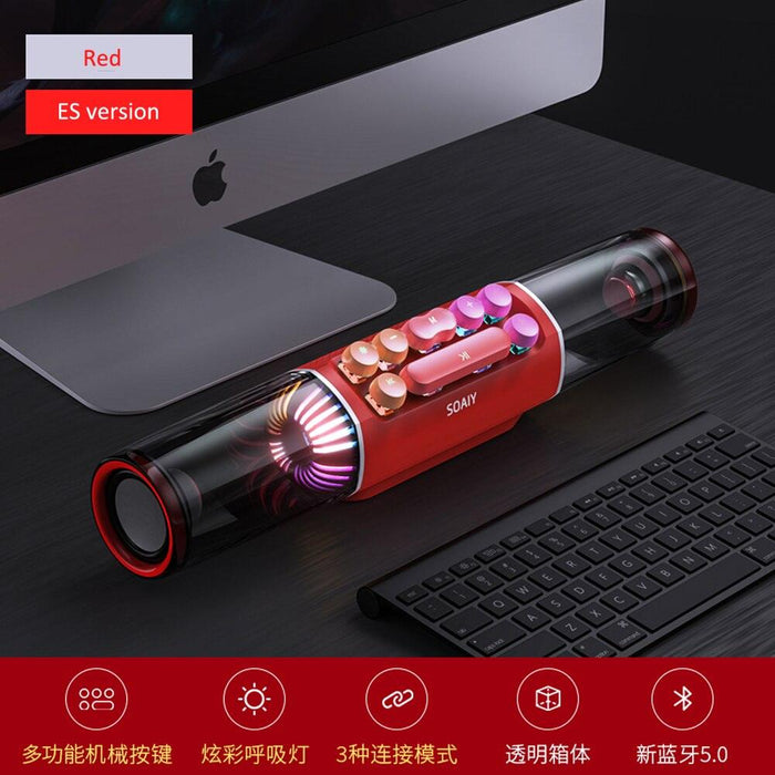 SOAIY S19 Game Speaker Desktop Home Bluetooth 5.0 PC High Quality Fashion RGB LightsBuilt-in Mic Active Subwoofer-0-Très Elite-Red ES Version-Très Elite