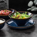 Retro Blue Ceramic Dining Set with Matching Salad and Soup Bowls
