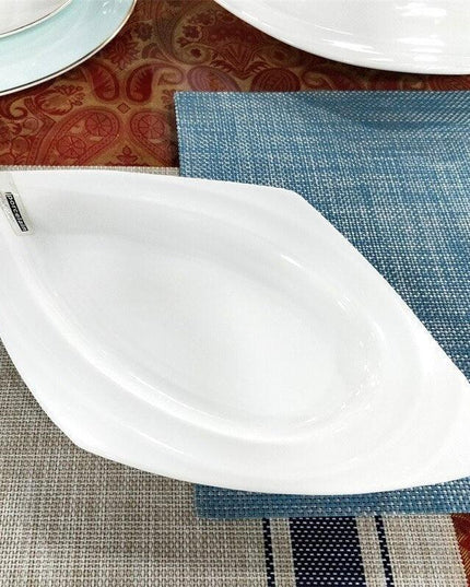Sleek Rhombus Wave Ceramic Plate Set for an Upscale Dining Experience