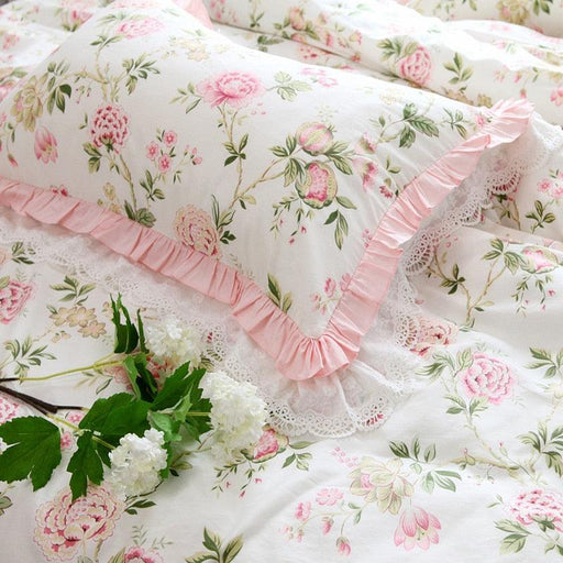 Enchanting Princess Lace Ruffle Cotton Pillowcase Duo