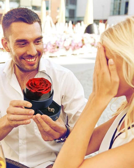 Timeless Elegance: Preserved Rose Jewelry Box Gift Set with Complimentary Necklace