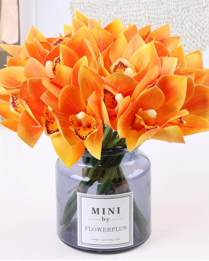 Lifelike Butterfly Orchid Flower Bouquet - 6-Piece Colorful Arrangement