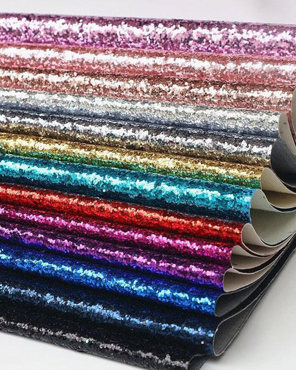 Sparkling Chunky Glitter Faux Leather Sheet - Ideal for Creative DIY Projects