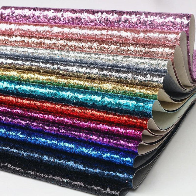 Sparkling Chunky Glitter Faux Leather Sheet - Ideal for Creative DIY Projects