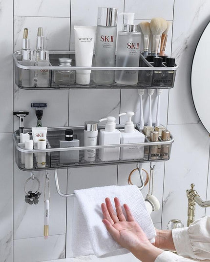 Modern Gray Triangular Bathroom Storage Rack - Sleek Plastic Organizer Solution