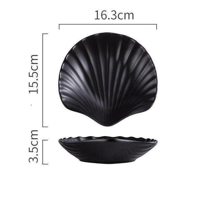 Elegant Handmade Matte Glazed Nordic Shell Plate Set: Artisan Ceramic Dishware Collection