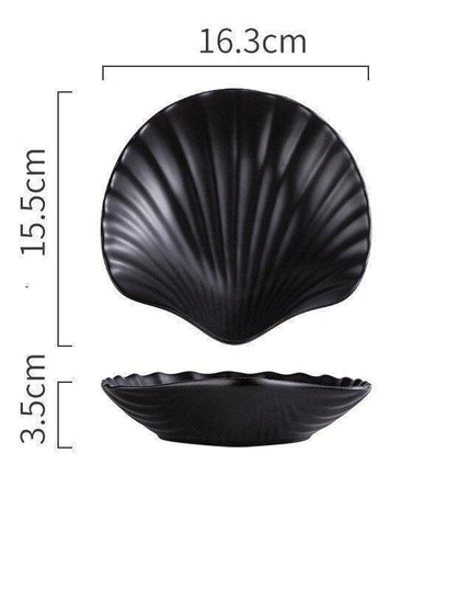 Elegant Handmade Matte Glazed Nordic Shell Plate Set: Artisan Ceramic Dishware Collection